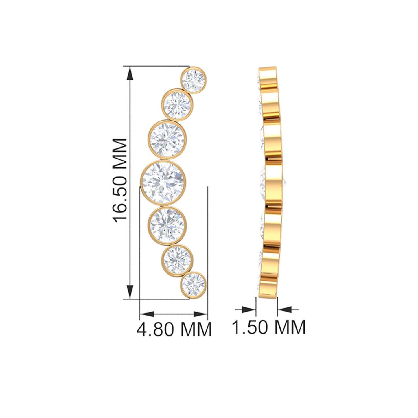 Olive- 0.95 TCW Round Climber Earrings Moissanite Earrings