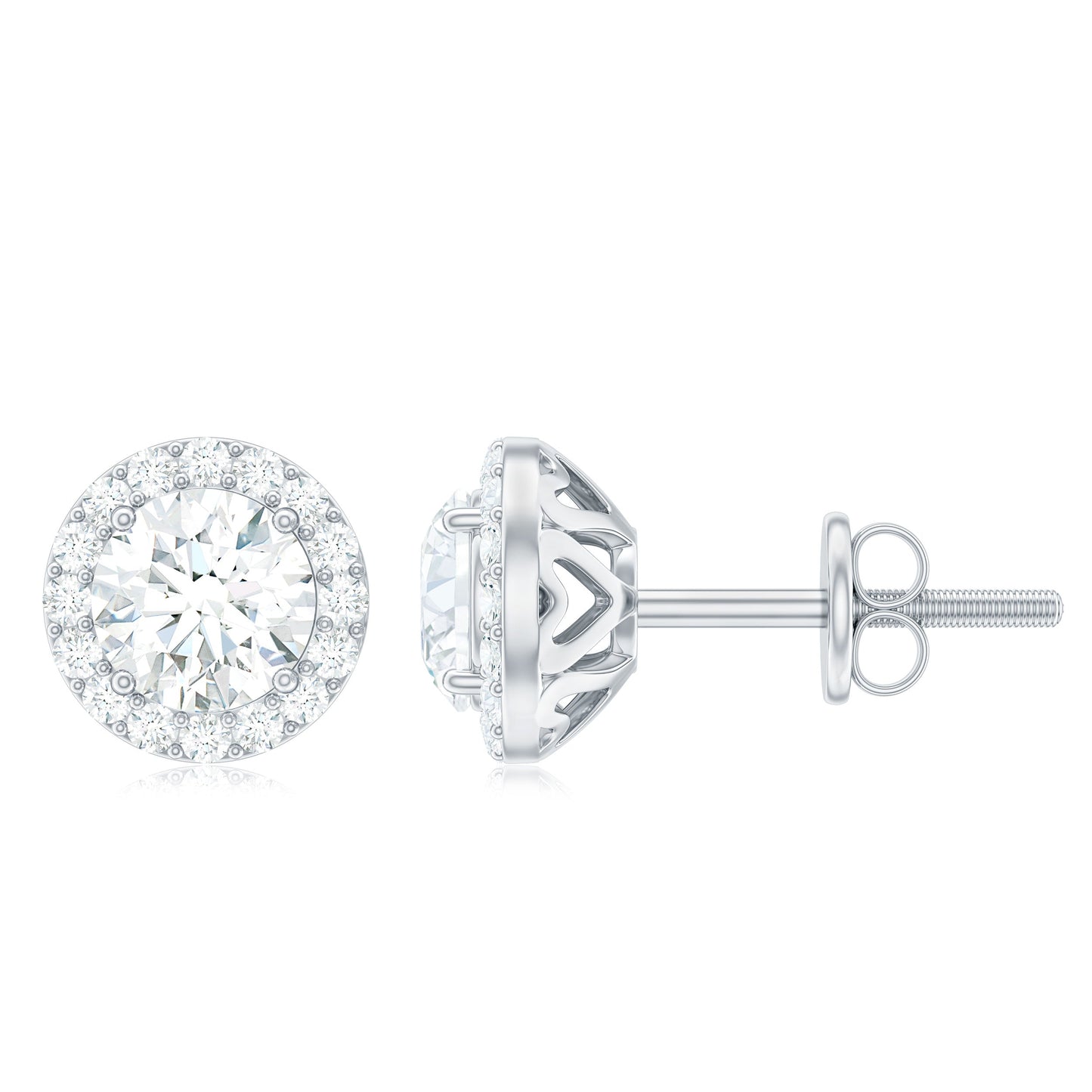 Autumn- 1.0 TCW Round Halo Moissanite Earrings