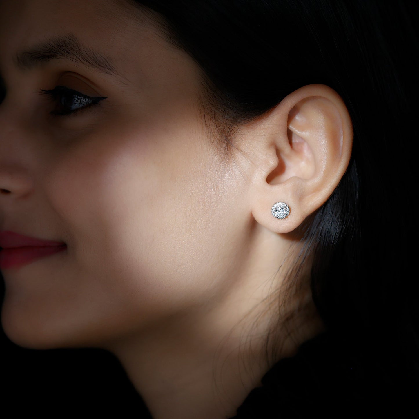 Autumn- 1.0 TCW Round Halo Moissanite Earrings
