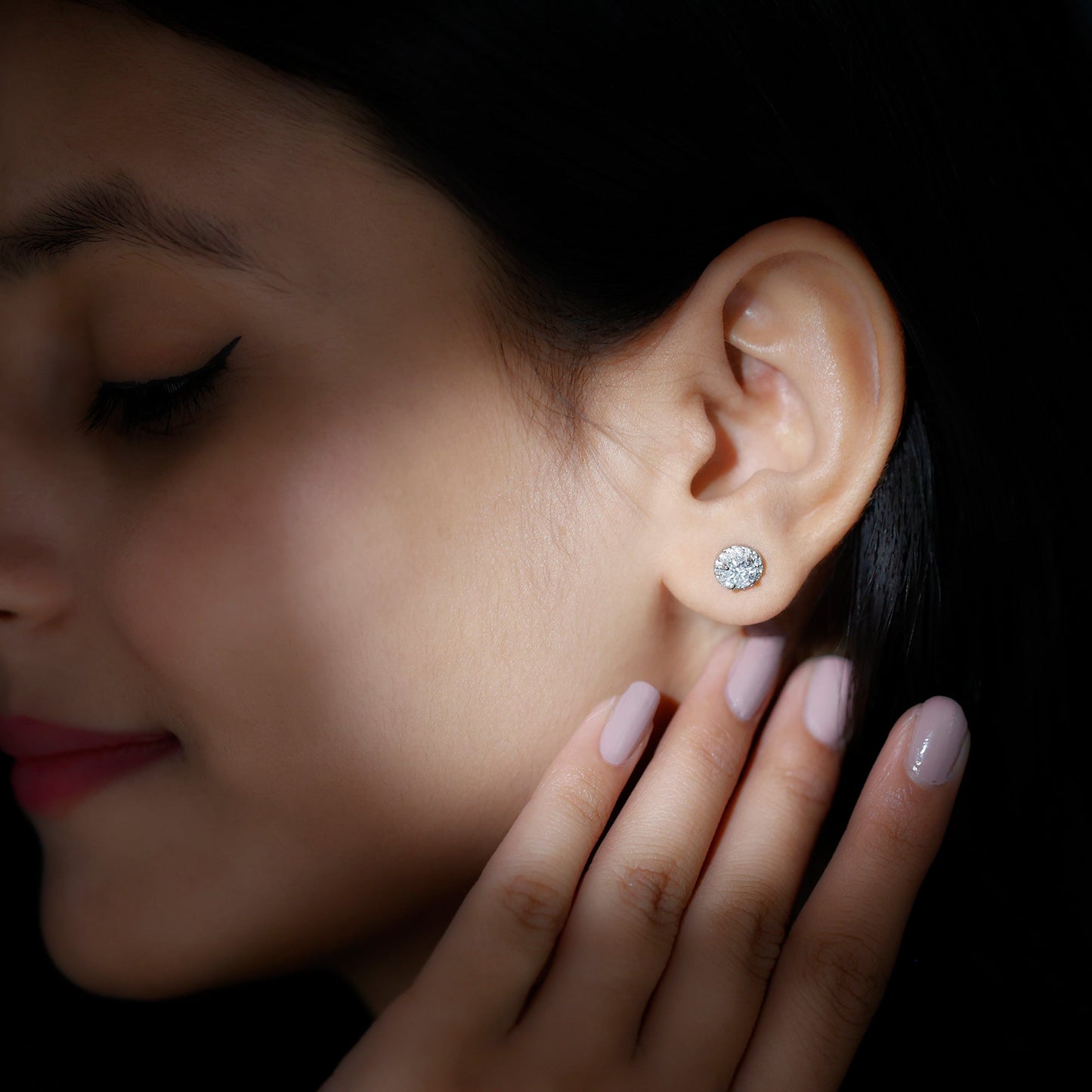 Autumn- 1.0 TCW Round Halo Moissanite Earrings