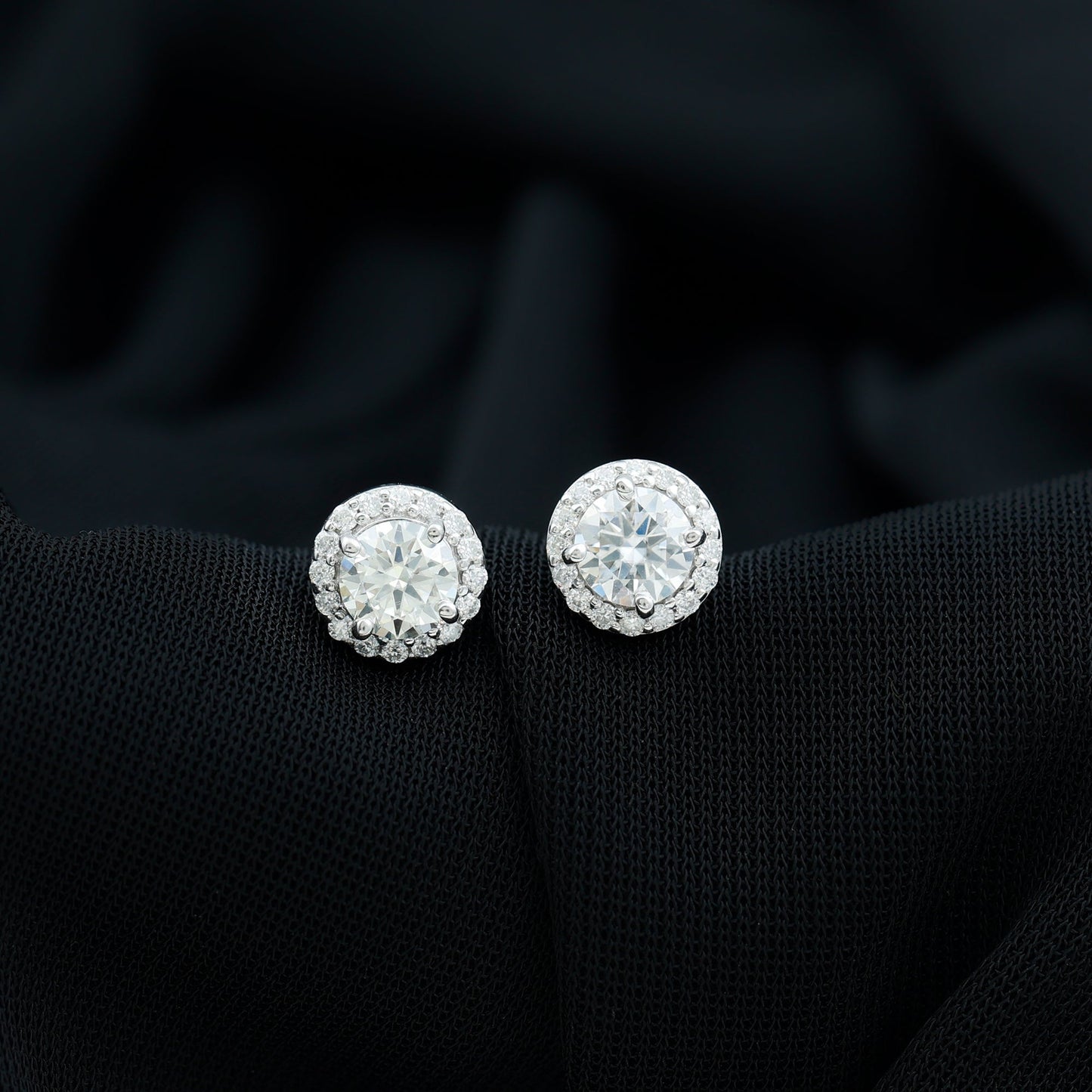 Autumn- 1.0 TCW Round Halo Moissanite Earrings