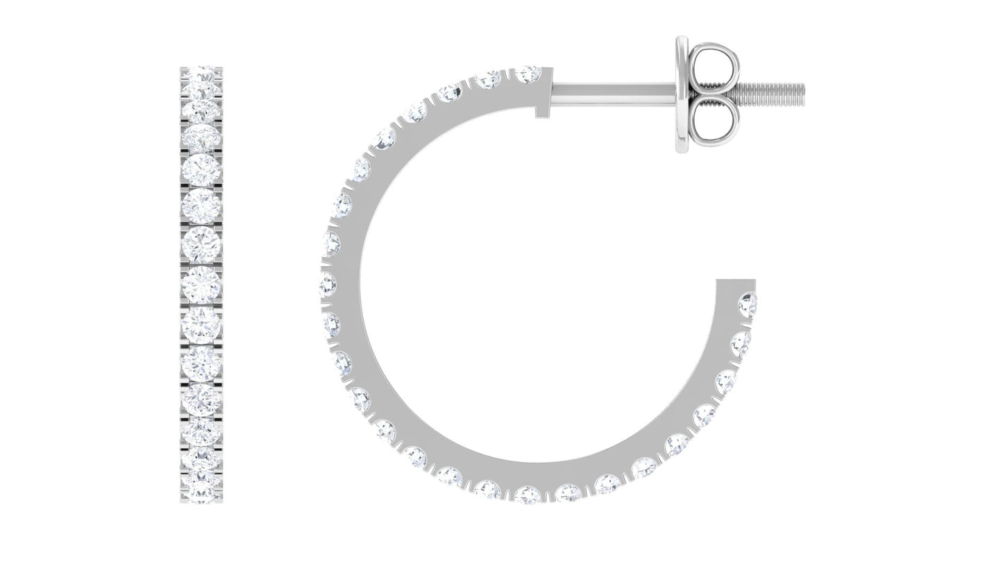 Fiona- 1.0 TCW Round Hoop Moissanite Earrings