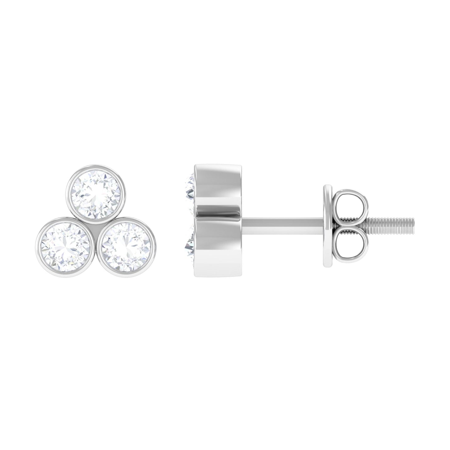 Ivy- 0.55 TCW Round Bezel Moissanite Earrings