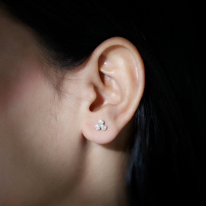 Ivy- 0.55 TCW Round Bezel Moissanite Earrings