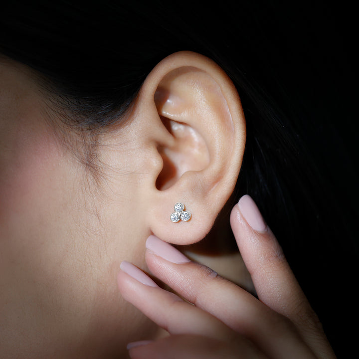 Ivy- 0.55 TCW Round Bezel Moissanite Earrings