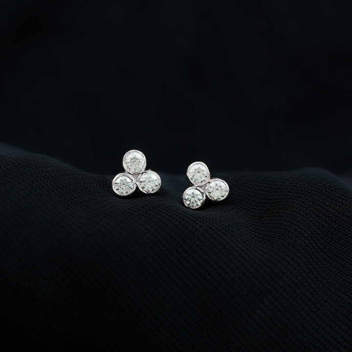 Ivy- 0.55 TCW Round Bezel Moissanite Earrings