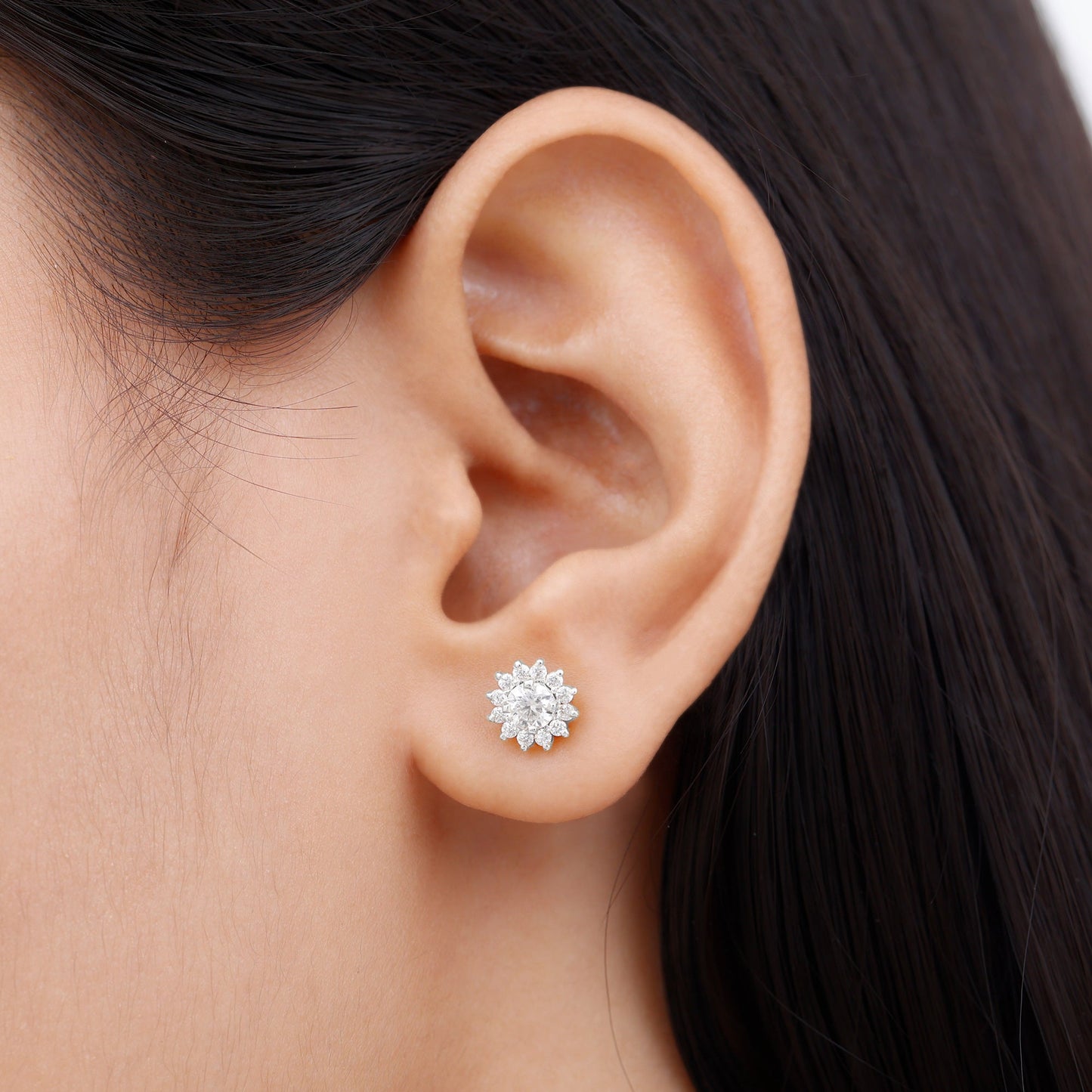 Summer- 1.25 CT Round Halo Moissanite Earrings