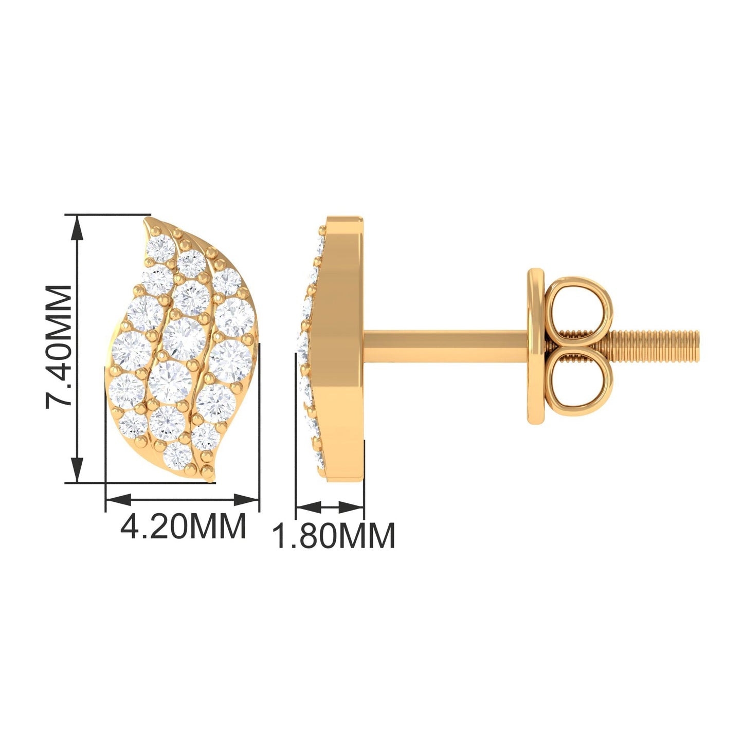 Lillian- 0.50 CT Round Leaf Moissanite Earrings