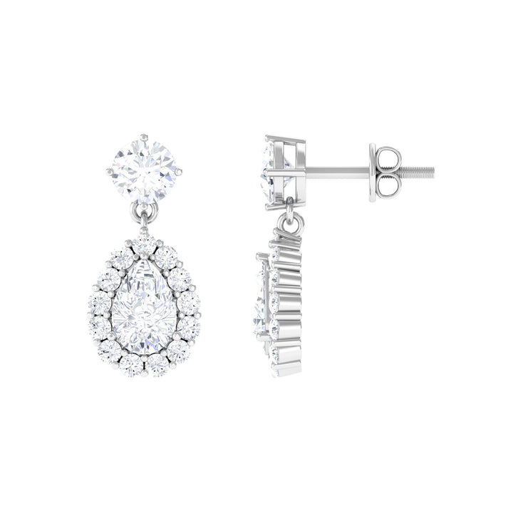 Paisley- 1.50 CT Pear Cluster Moissanite Earrings