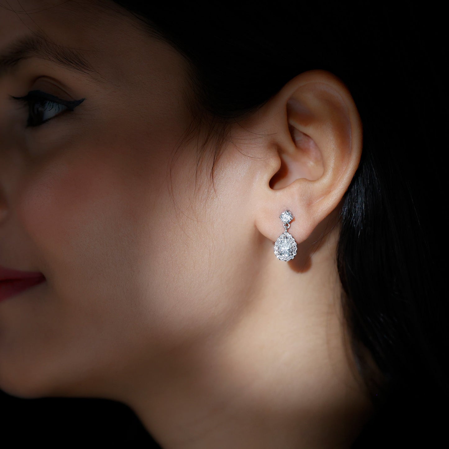 Paisley- 1.50 CT Pear Cluster Moissanite Earrings