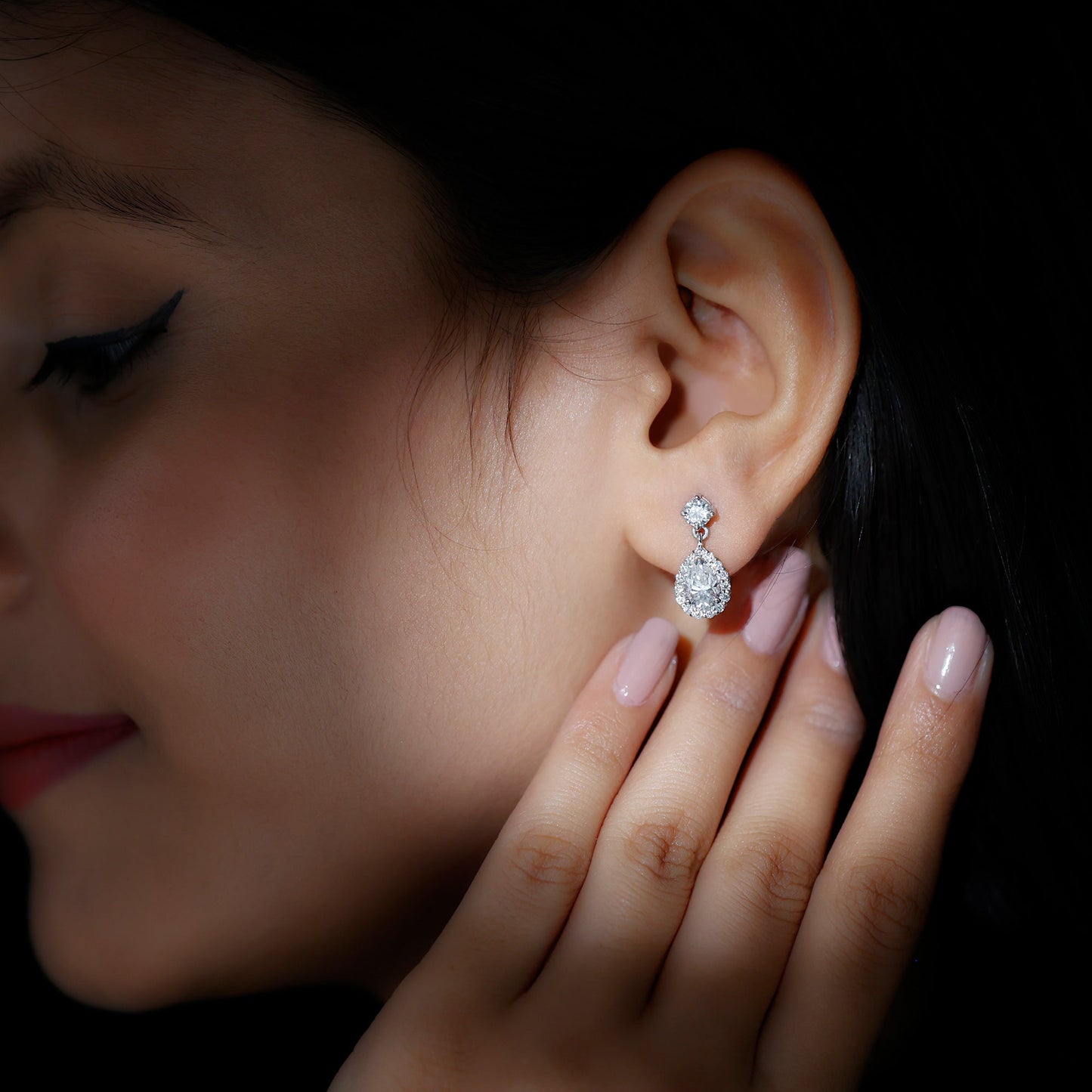 Paisley- 1.50 CT Pear Cluster Moissanite Earrings