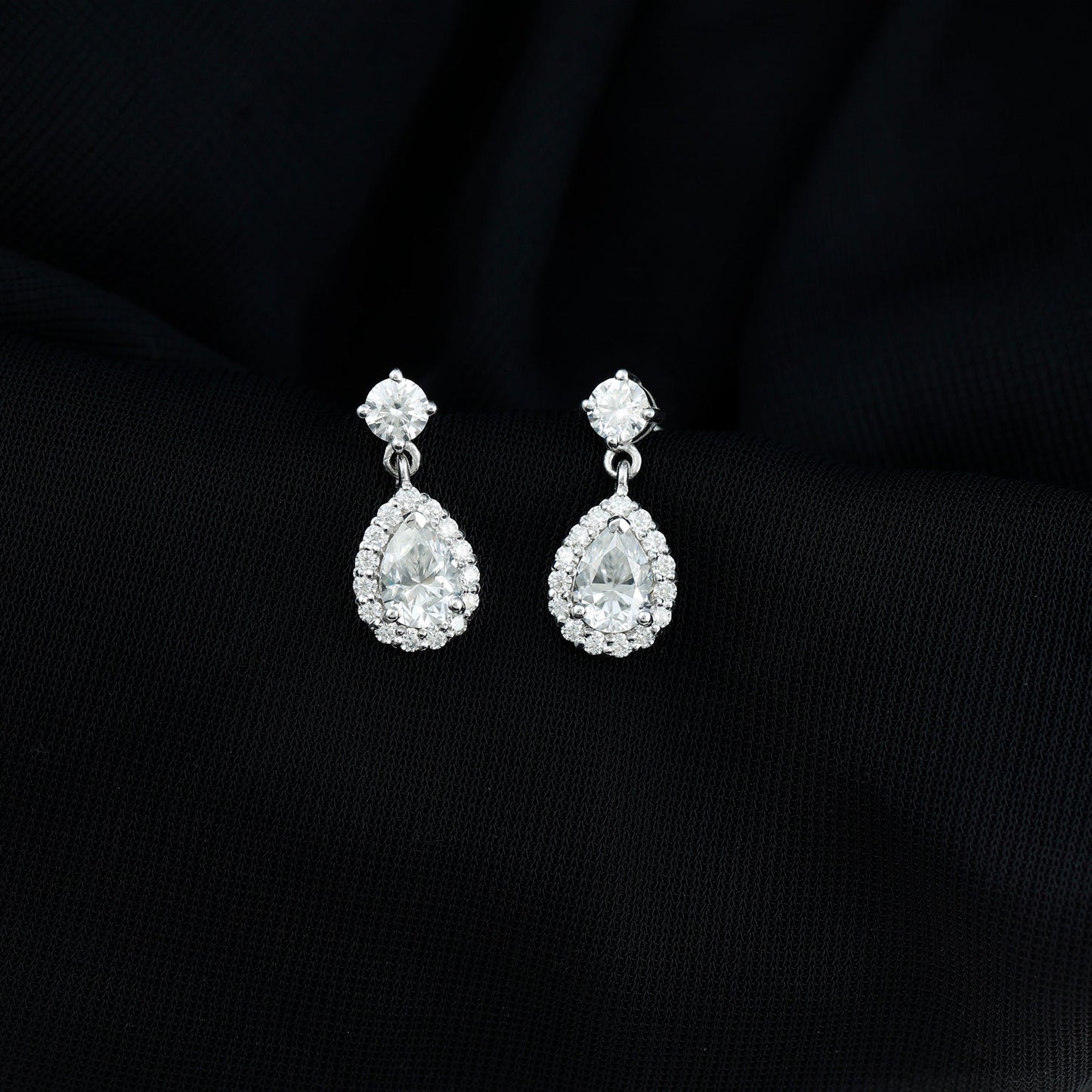 Paisley- 1.50 CT Pear Cluster Moissanite Earrings
