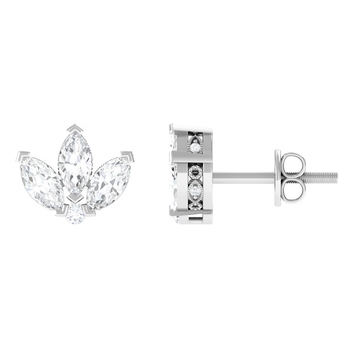 Delilah- 1.25 TCW Marquise Lotus Flower Moissanite Earrings