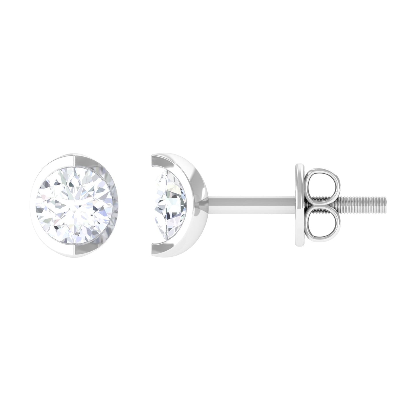 Harper- 0.75 TCW Round Bezel Moissanite Earrings