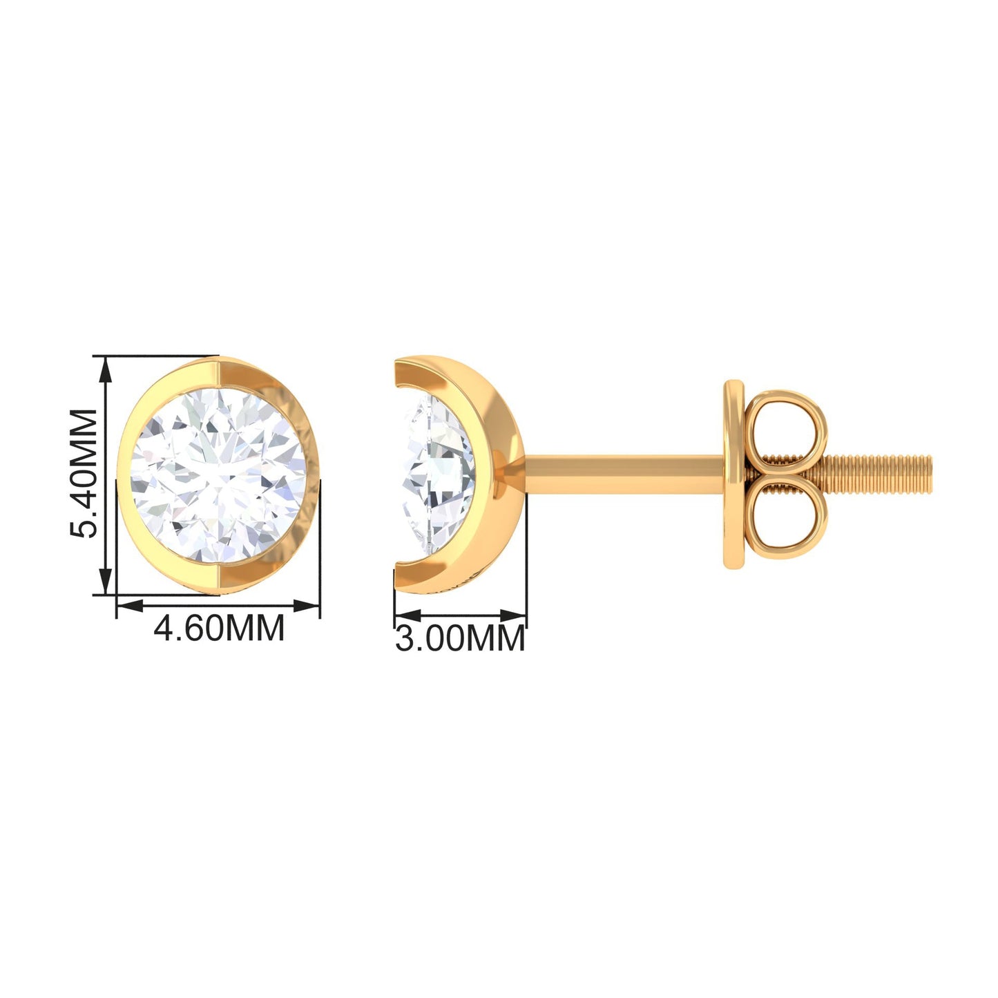 Harper- 0.75 TCW Round Bezel Moissanite Earrings