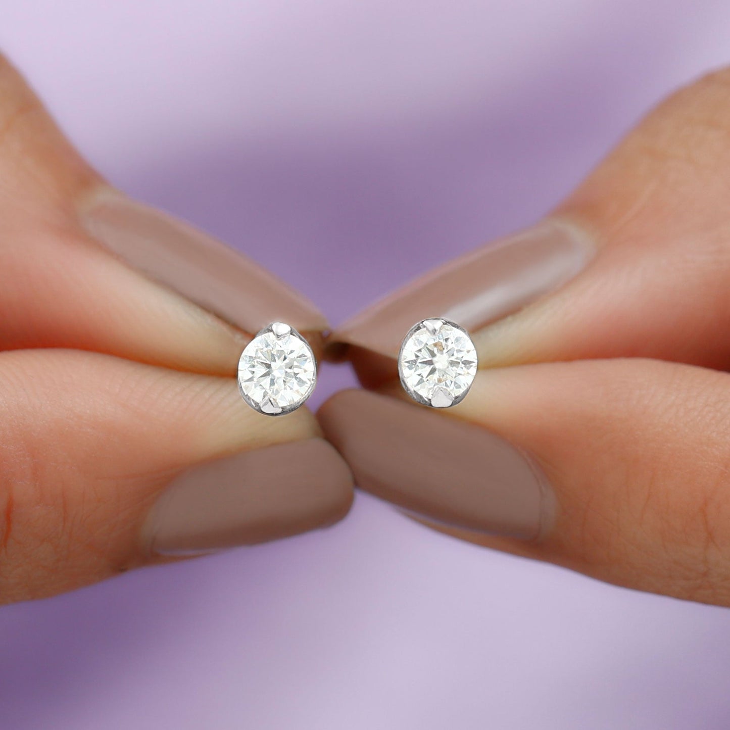 Harper- 0.75 TCW Round Bezel Moissanite Earrings