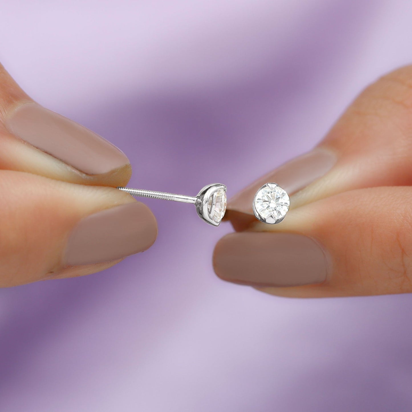 Harper- 0.75 TCW Round Bezel Moissanite Earrings