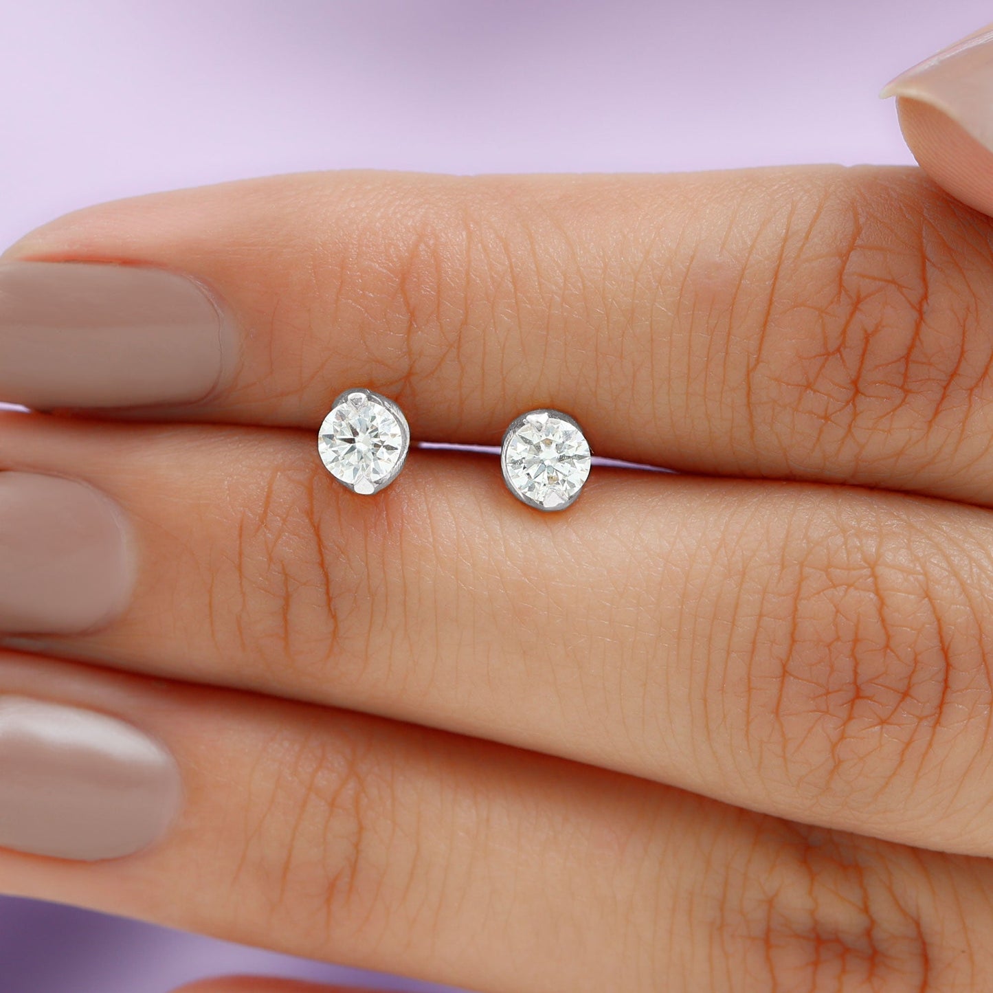 Harper- 0.75 TCW Round Bezel Moissanite Earrings