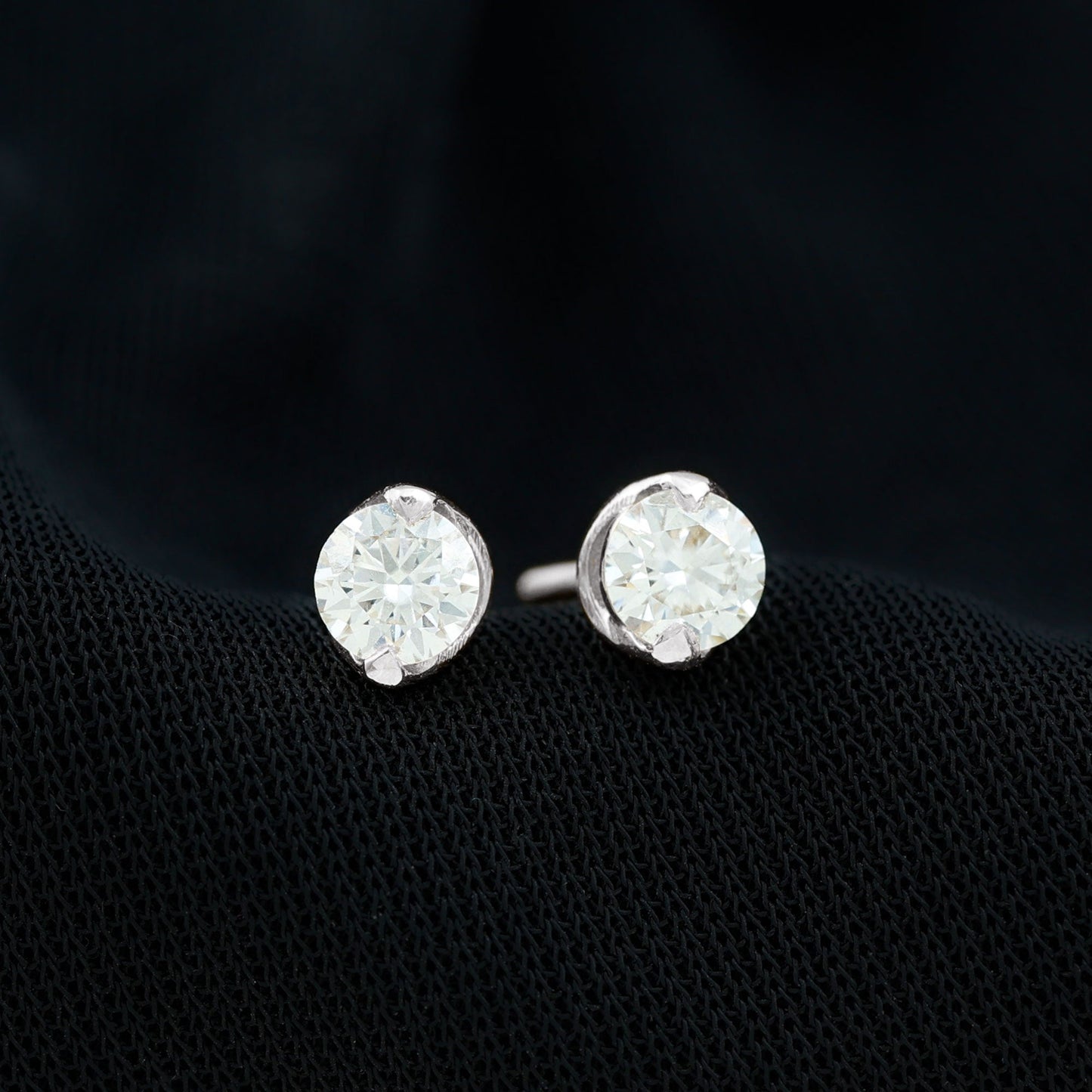 Harper- 0.75 TCW Round Bezel Moissanite Earrings