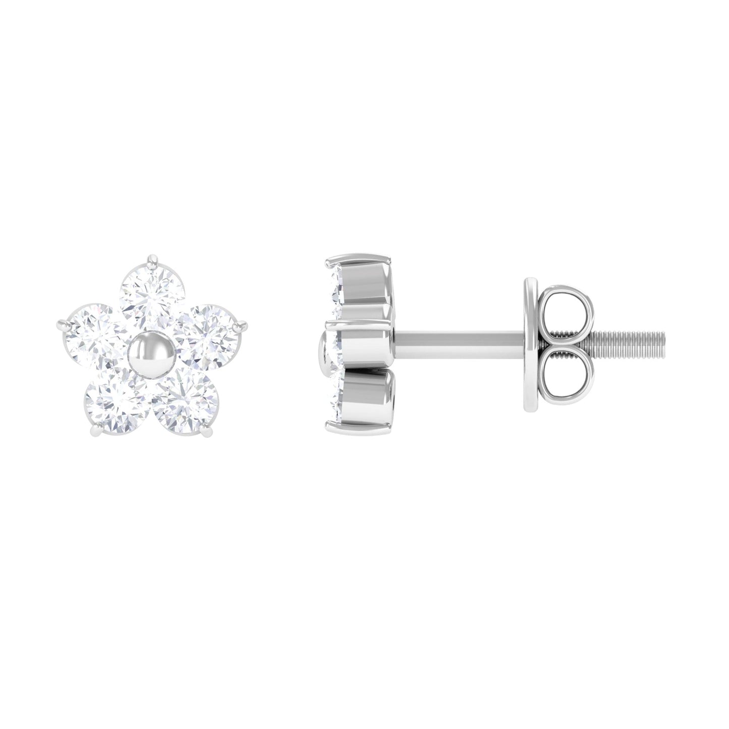Ruby- 0.50 TCW Round Dainty Moissanite Earrings