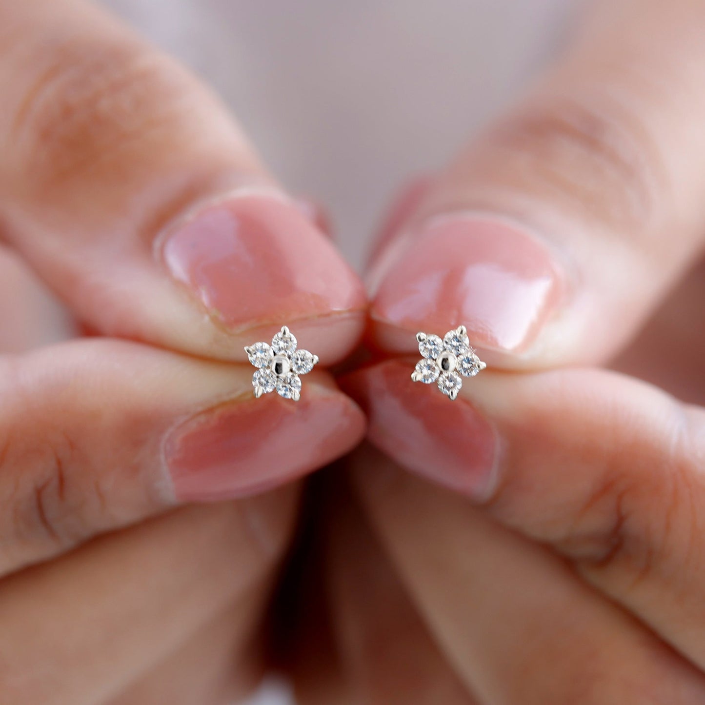 Ruby- 0.50 TCW Round Dainty Moissanite Earrings
