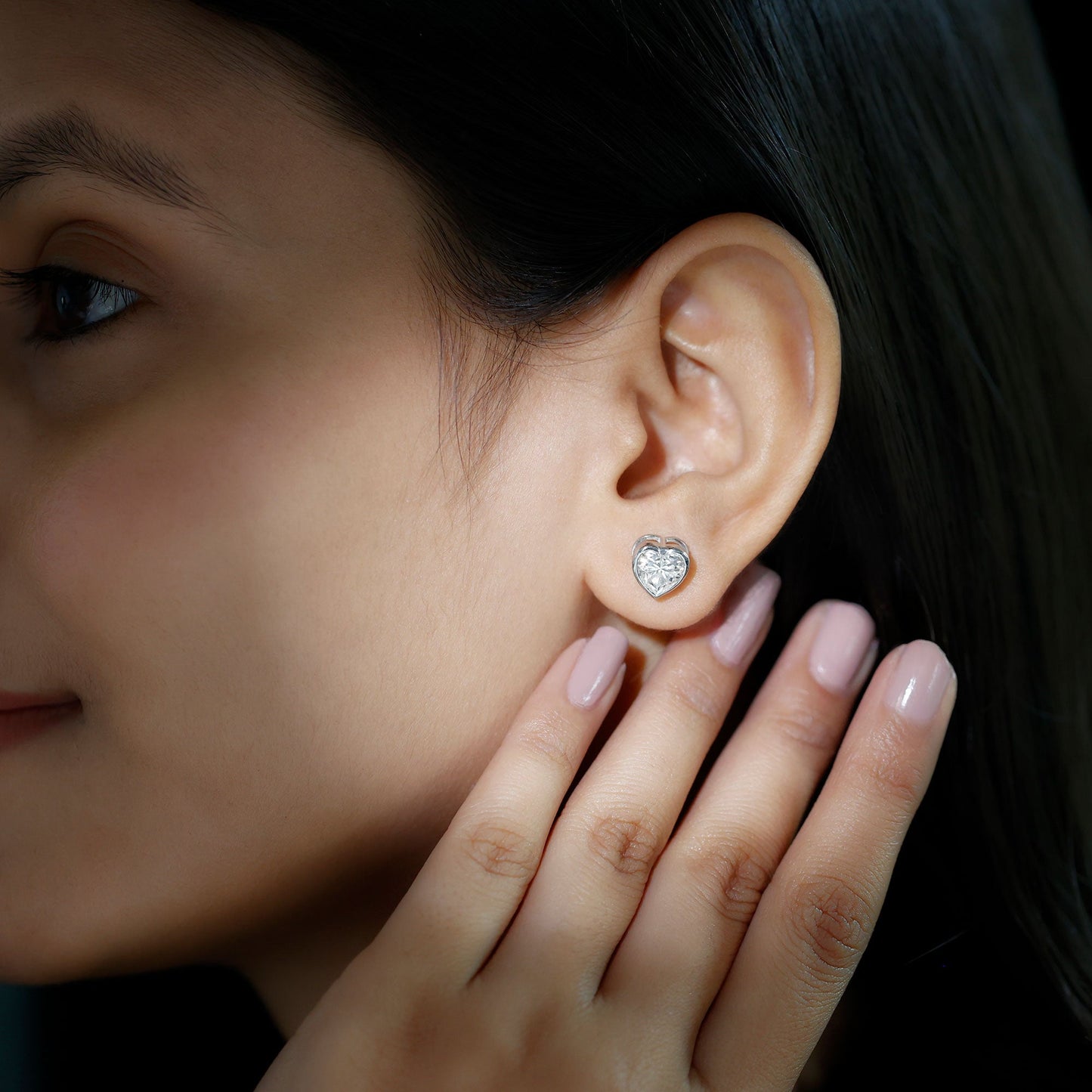 Vanessa- 3.0CT Heart Bezel Moissanite Earrings