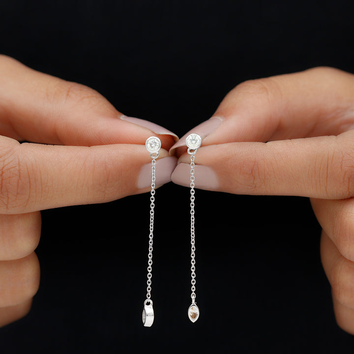 Josephine- 0.50 TCW Round Dangle Chain Moissanite Earrings