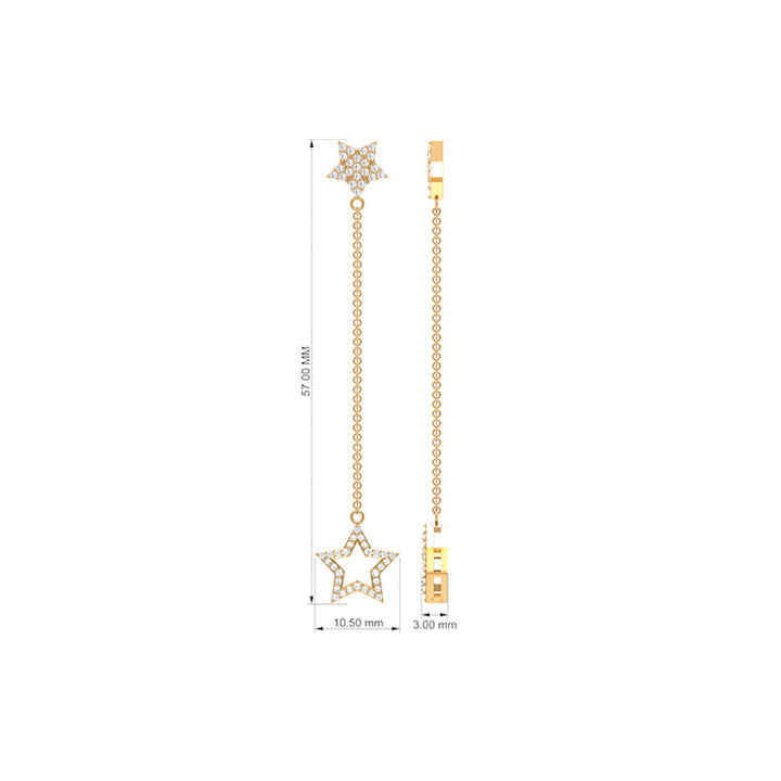 Emery- 0.60 TCW Round Star Chain Dangle Moissanite Earrings