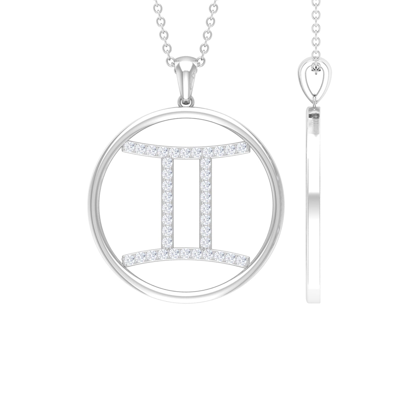 Freya- 0.56 TCW Round Gemini Zodiac Sign Moissanite Necklace