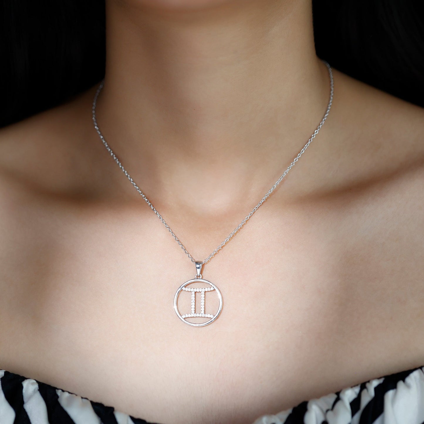 Freya- 0.56 TCW Round Gemini Zodiac Sign Moissanite Necklace