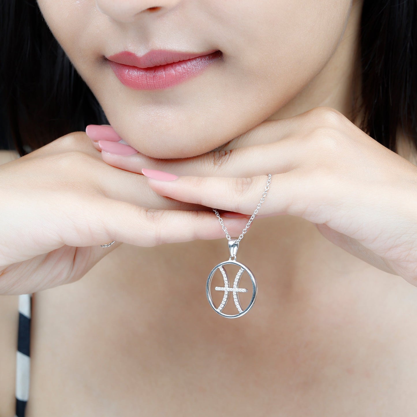 Elara- 0.55 TCW Round Zodiac Sign Moissanite Necklace