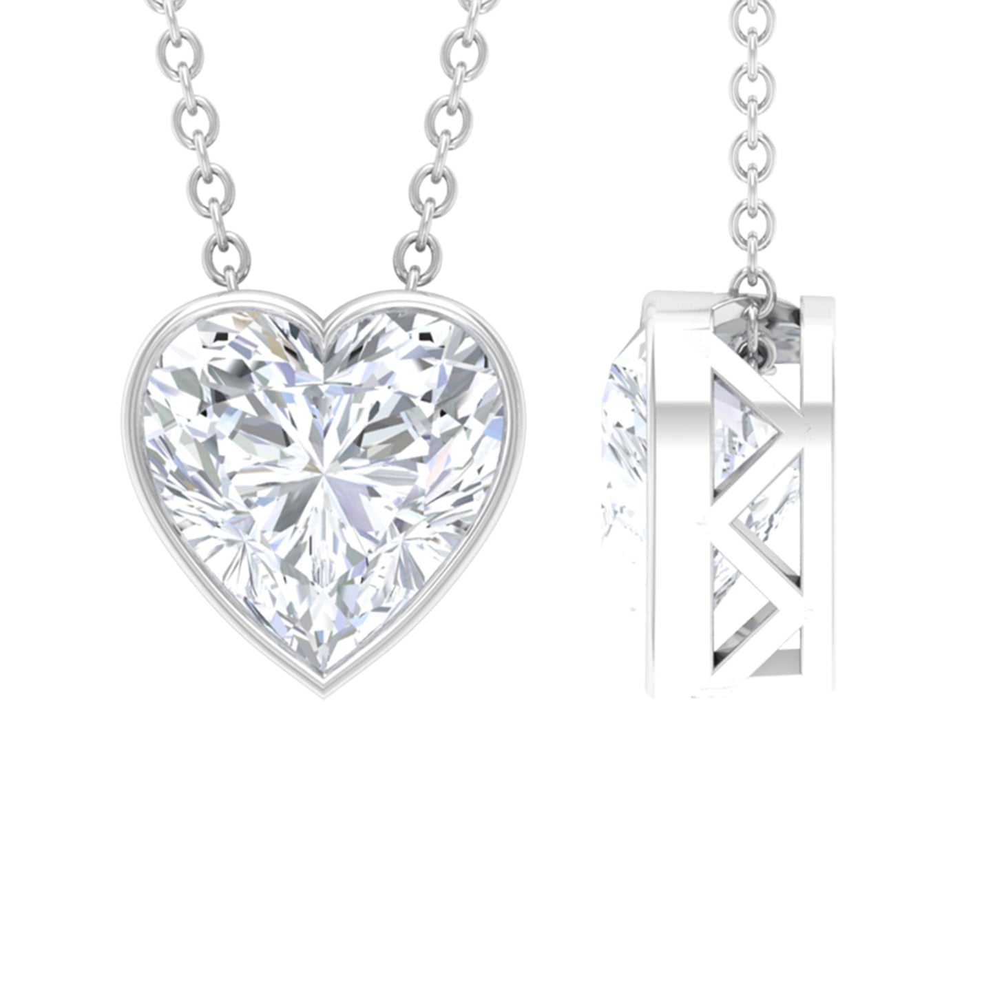 Hazel- 2.10 CT Heart Bezel Moissanite Necklace