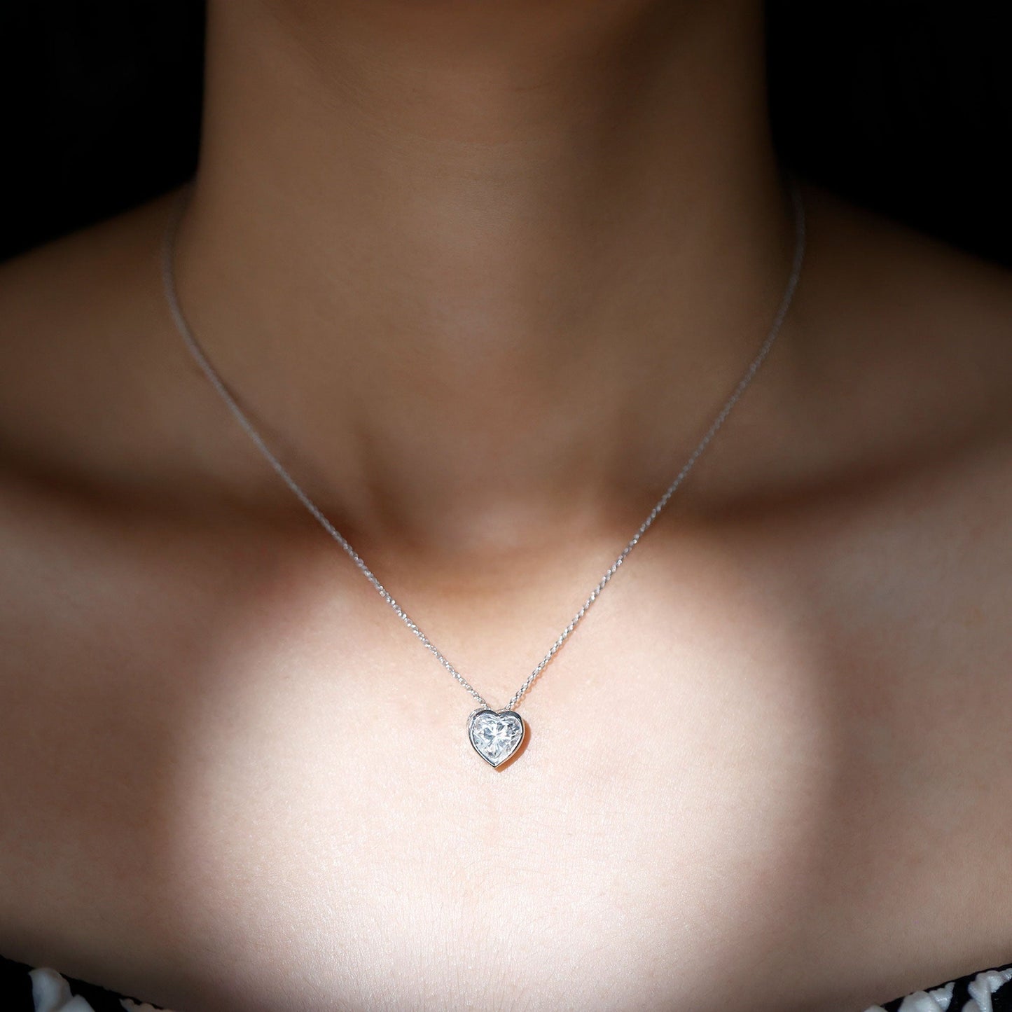Hazel- 2.10 CT Heart Bezel Moissanite Necklace