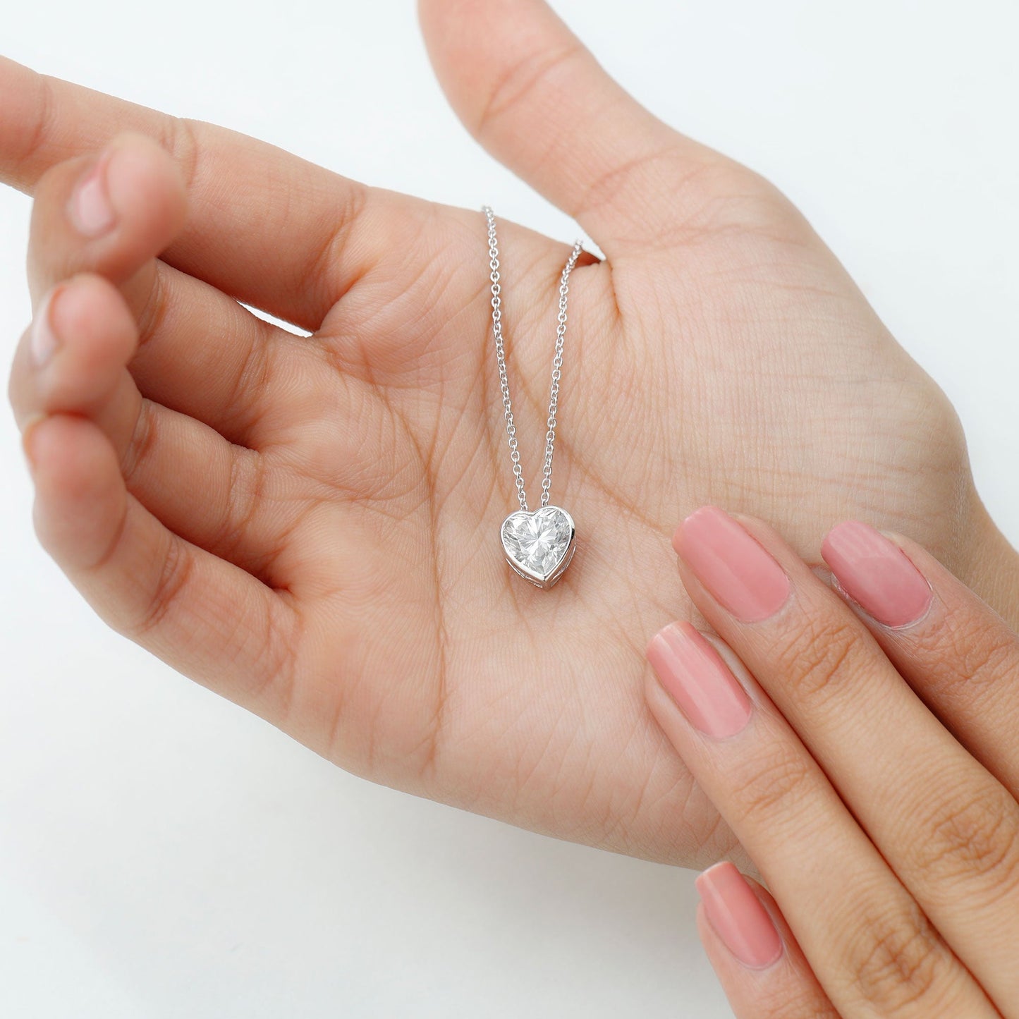 Hazel- 2.10 CT Heart Bezel Moissanite Necklace