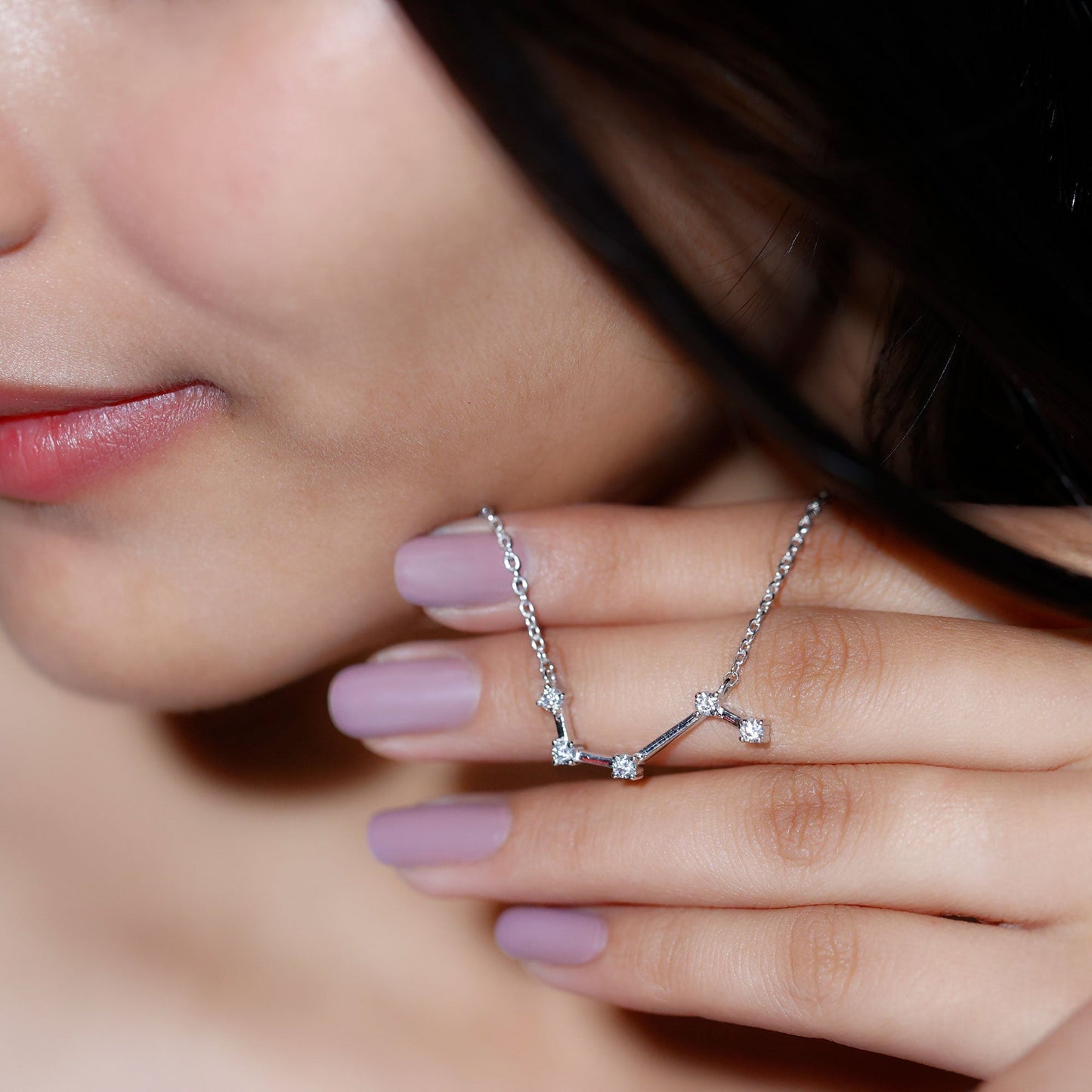 Willow- 0.45 TCW Round Aries Constellation Moissanite Necklace