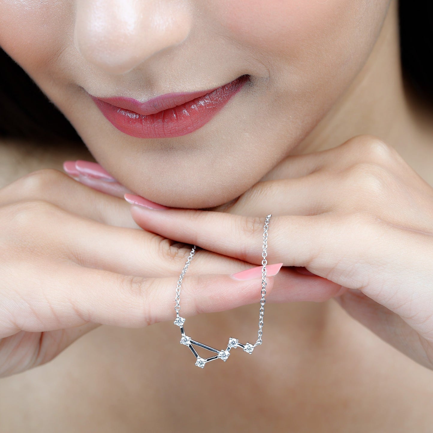 Ivy- 0.54 TCW Round Libra Constellation Moissanite Necklace