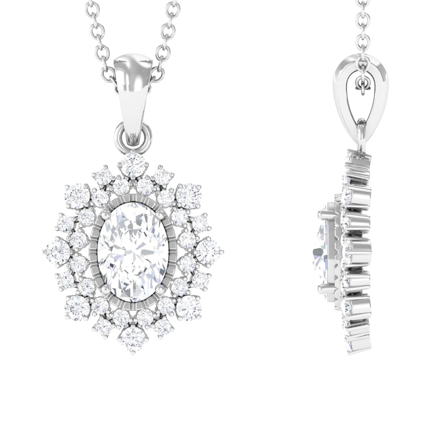 Giselle- 1.0 TCW Oval Halo Moissanite Necklace