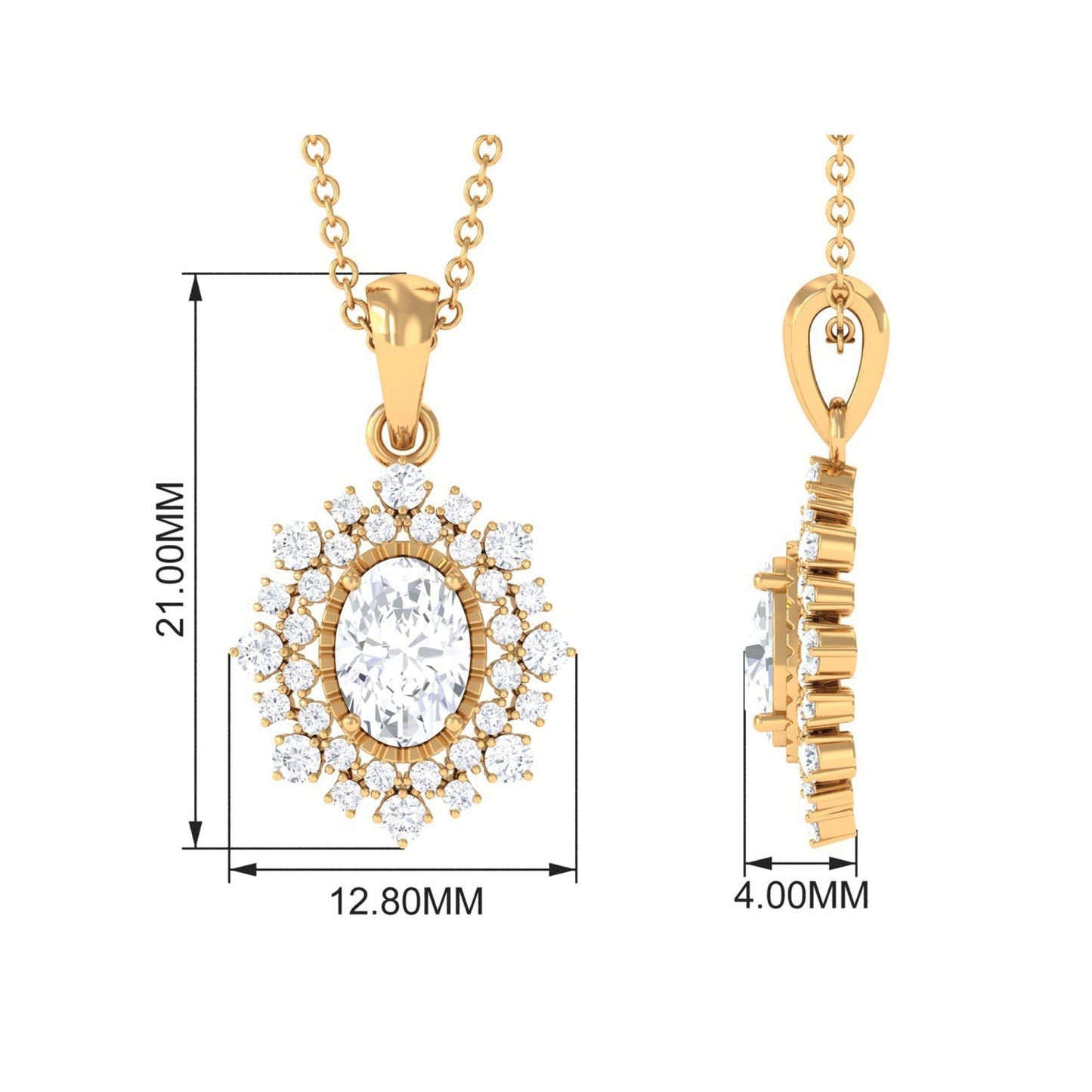 Giselle- 1.0 TCW Oval Halo Moissanite Necklace