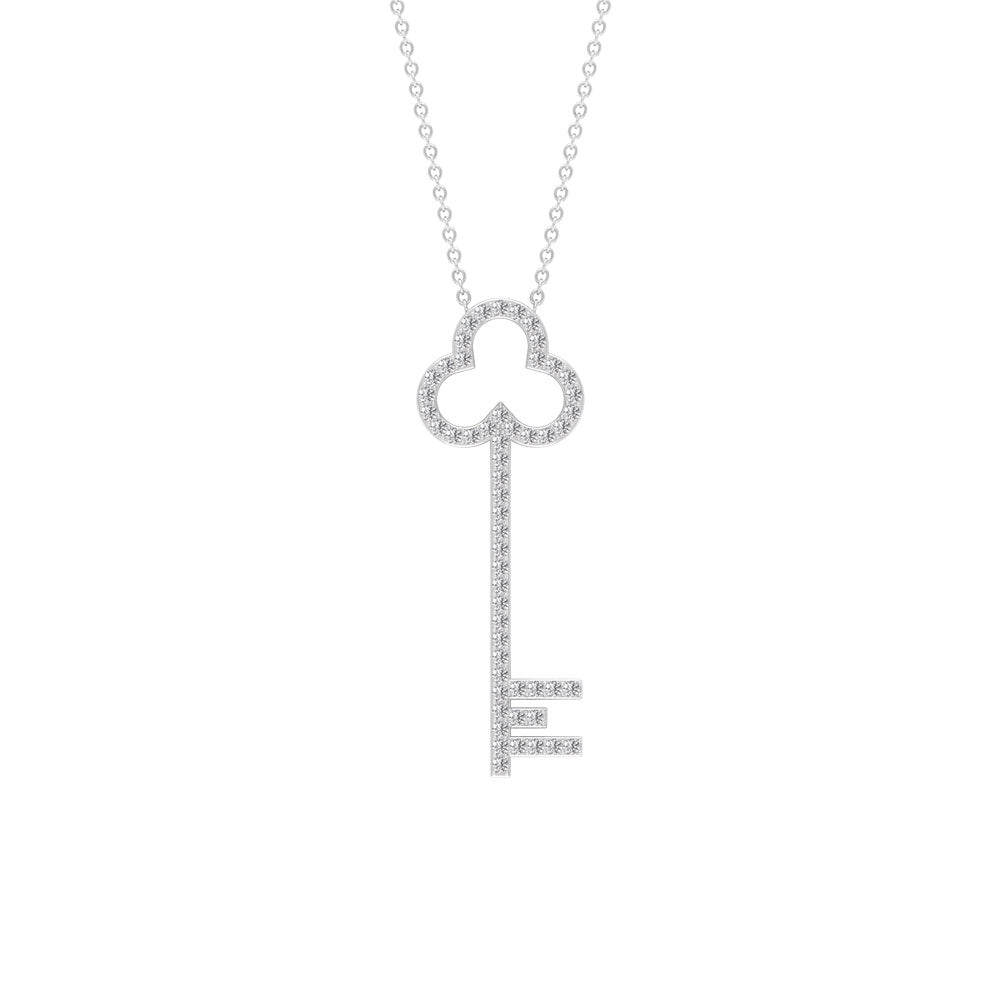 Rose- 0.81 TCW Round Key Moissanite Necklace