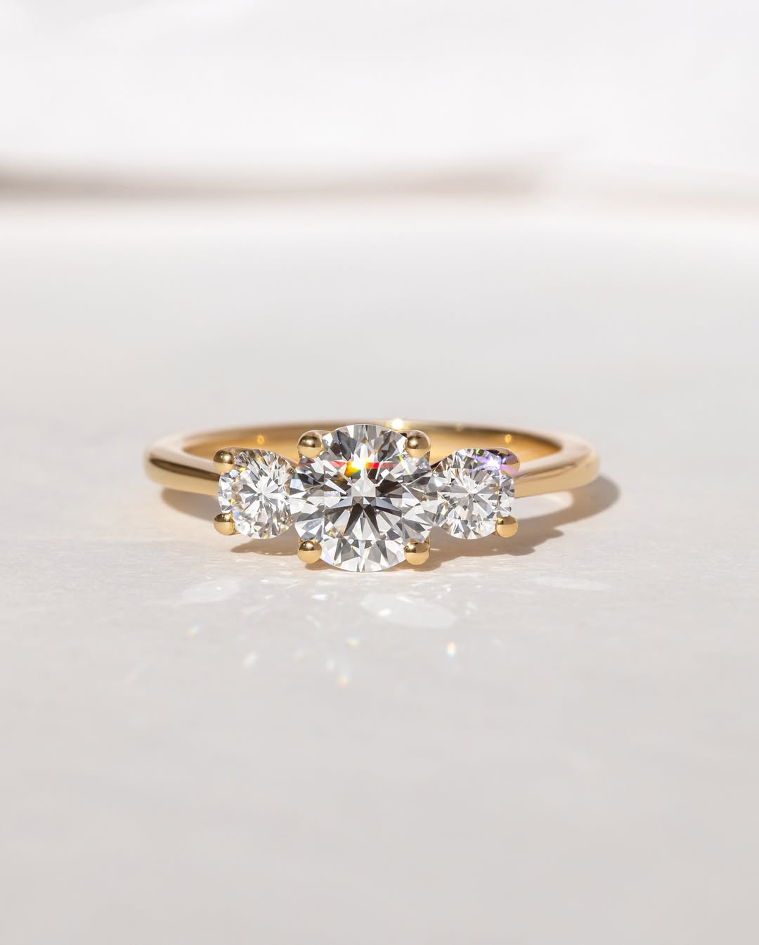 1.20 CT Round E/VS1 CVD Diamond Three Stone Style Engagement Ring