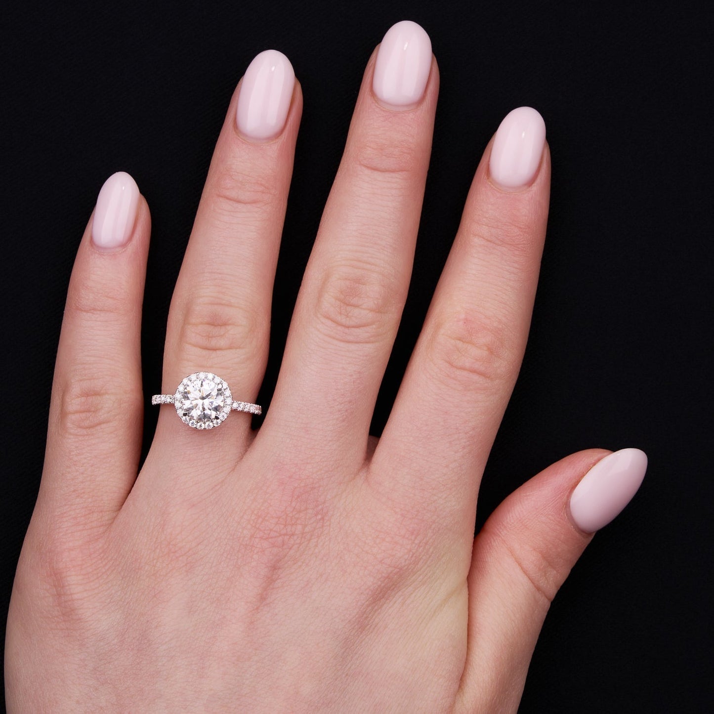 Harold- 1.0 CT Round Halo Pave Moissanite Ring
