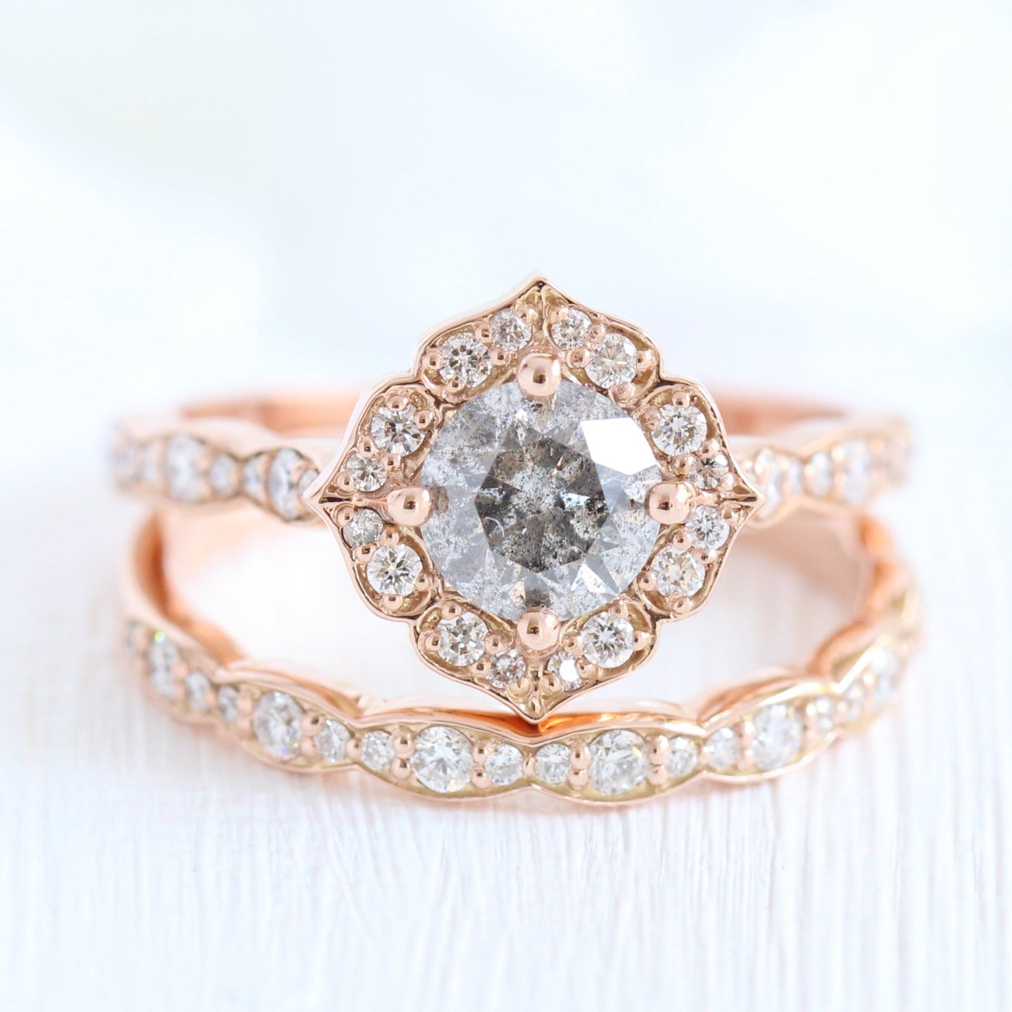 Nora- 2.0 CT Round Moissanite Halo & Pave Bridal Ring Set