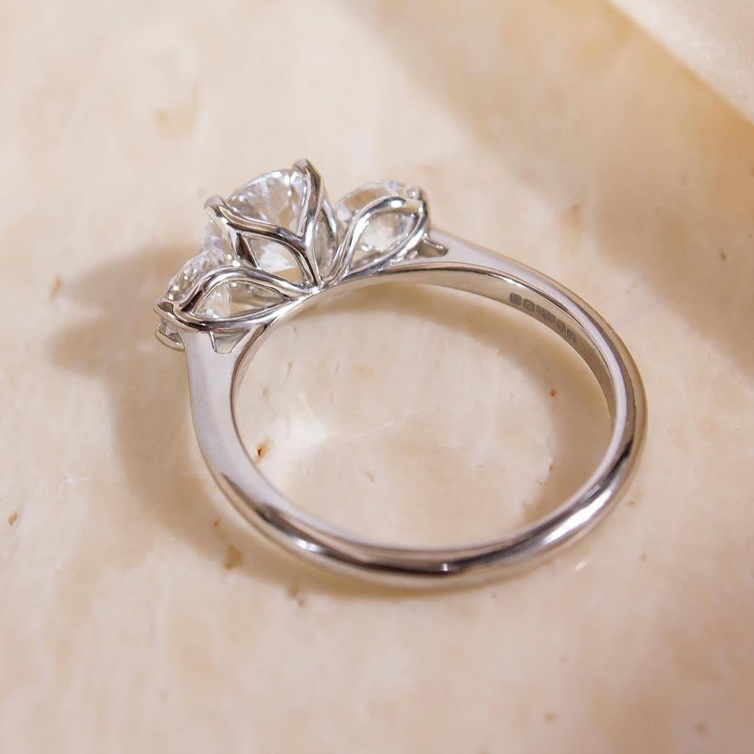 2.0 CT Round F/VS2 CVD Diamond Three Stone Style Engagement Ring