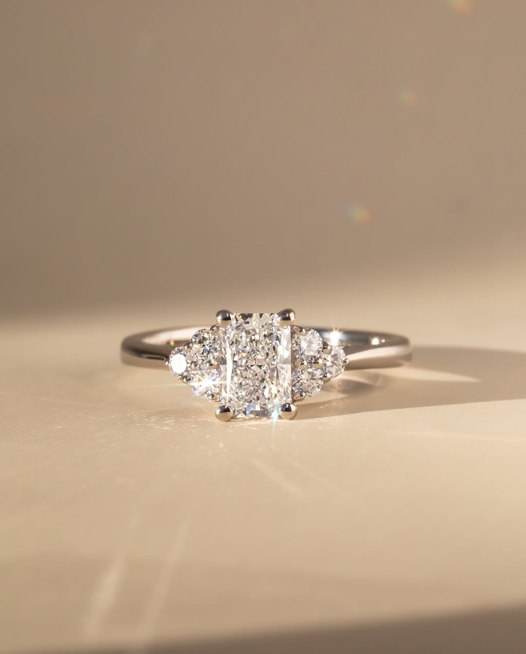 1.0 CT Radiant D/VS2 CVD Diamond Cluster Style Engagement Ring