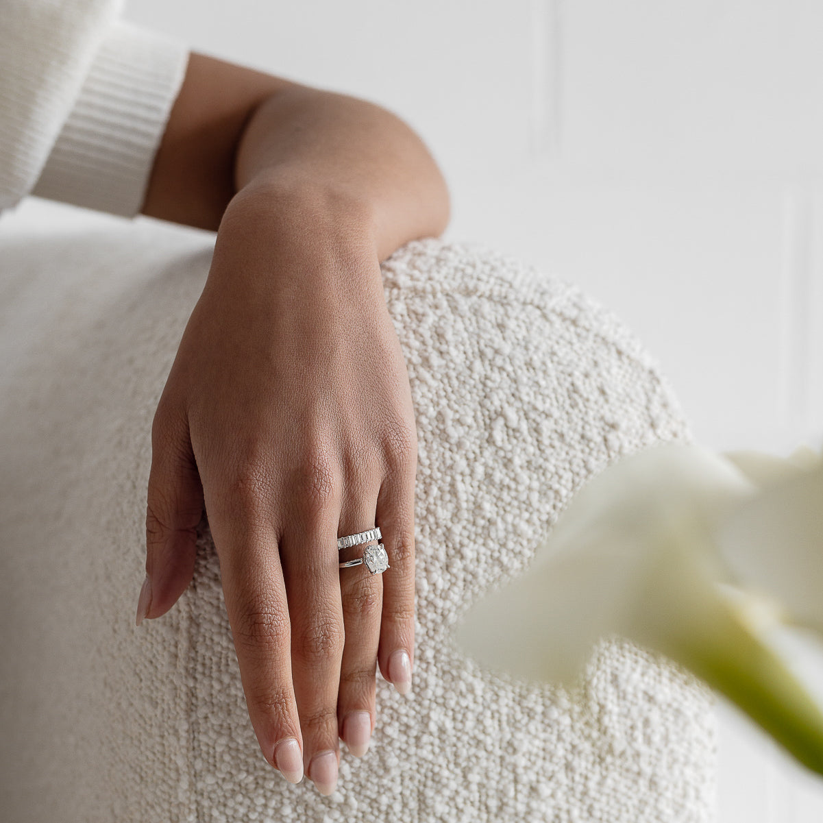 Geneva-1.0 CTW Baguette Half Eternity Wedding Band