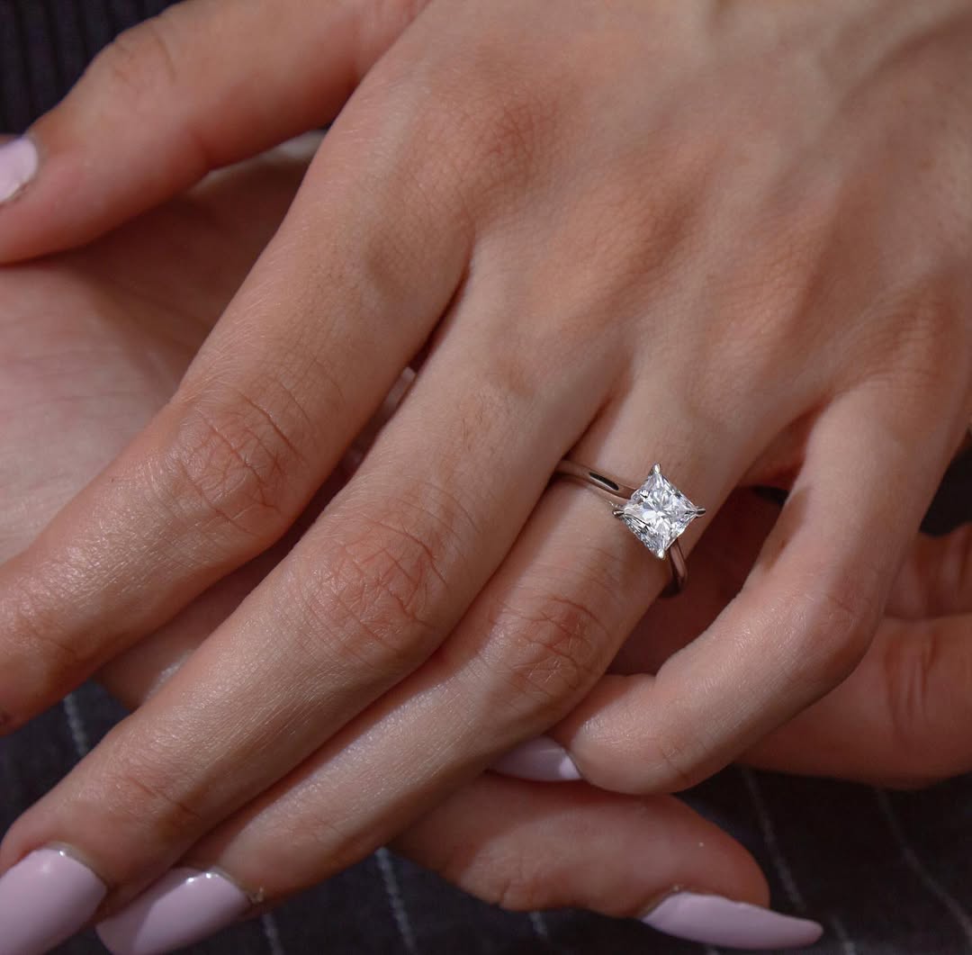 1.50 CT Princess F/VVS2 CVD Diamond Hidden Halo Style Engagement Ring