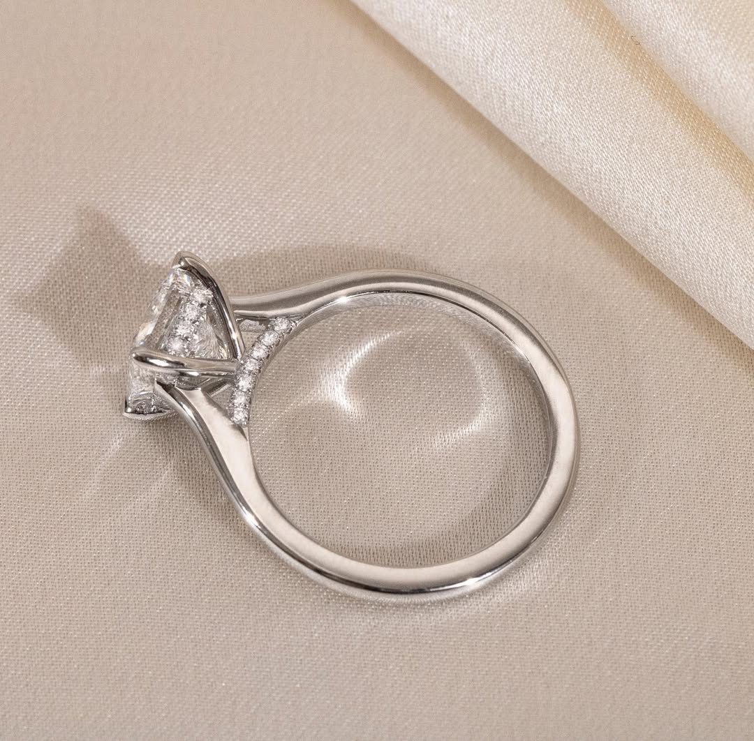 1.50 CT Princess F/VVS2 CVD Diamond Hidden Halo Style Engagement Ring