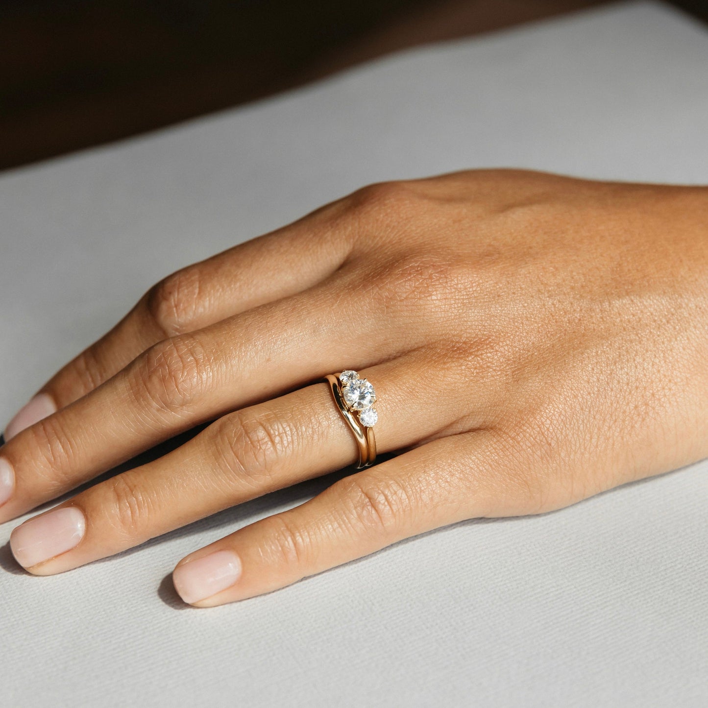 Jonathan- 1.0 CT Round Three Stone Style Moissanite Ring