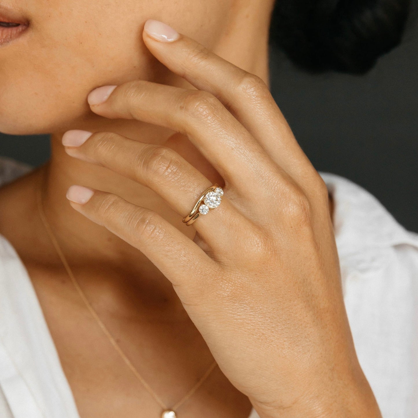 Jonathan- 1.0 CT Round Three Stone Style Moissanite Ring