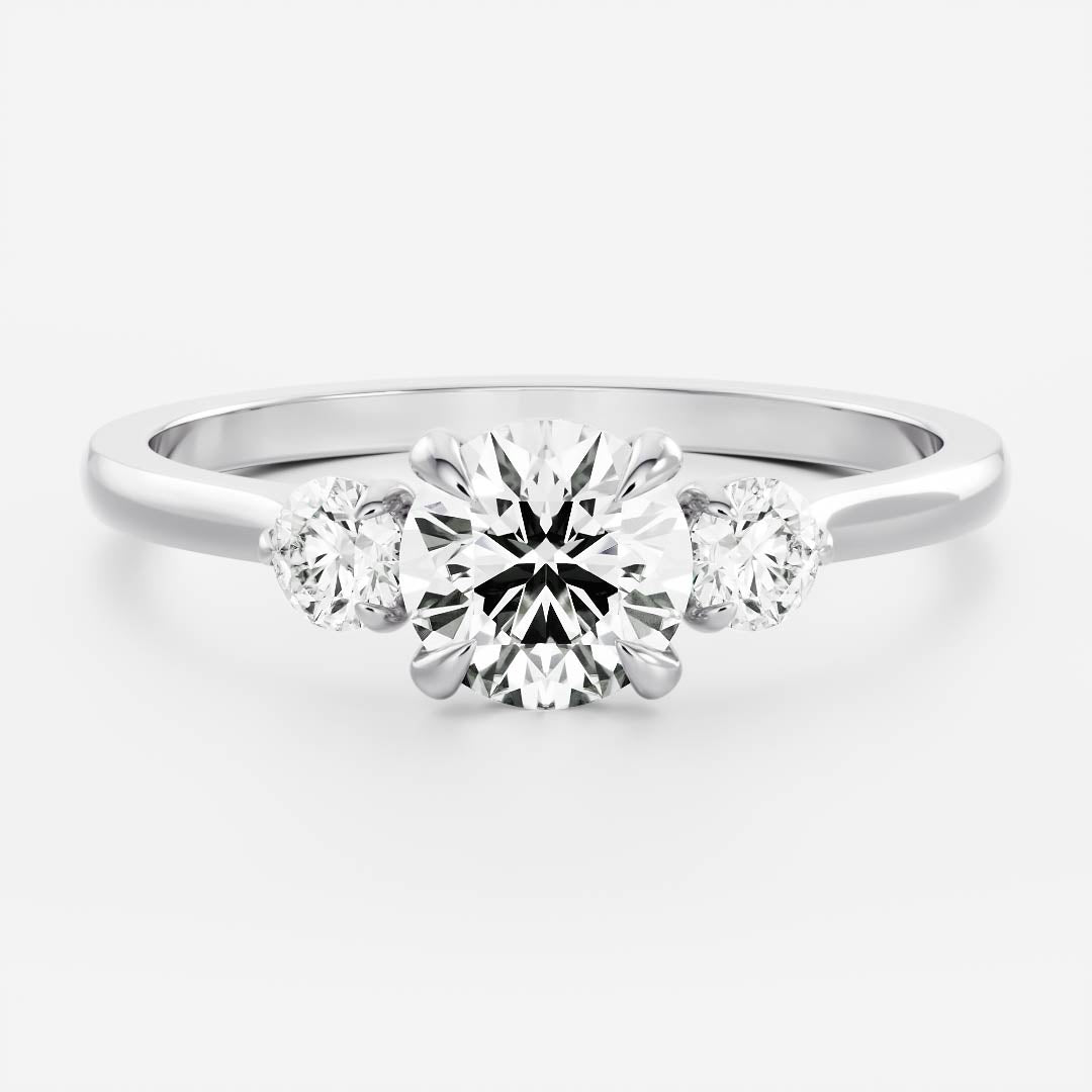 Jonathan- 1.0 CT Round Three Stone Style Moissanite Ring
